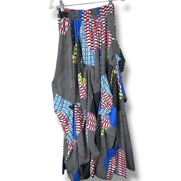 AKIRA CHICAGO Black Label NWOT Multi Print High Waist Asymmetrical Ruched Skirt - Picture 6 of 8